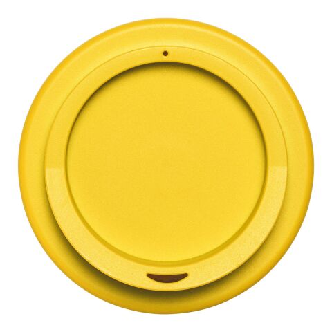 Americano® 350 ml Isolierbecher mit Schraubdeckel und Silikonmanschette gelb-schwarz | ohne Werbeanbringung | Nicht verfügbar | Nicht verfügbar