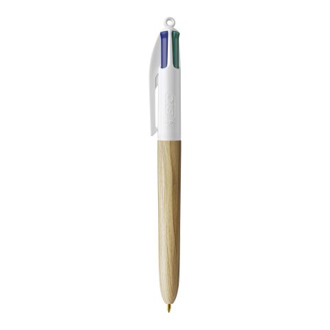 BIC® 4 Colours Wood Style Weiß-beige | 1-farbiger Siebdruck | Upper Part-gegenüber vom Clip | 22.00 mm x 10.00 mm