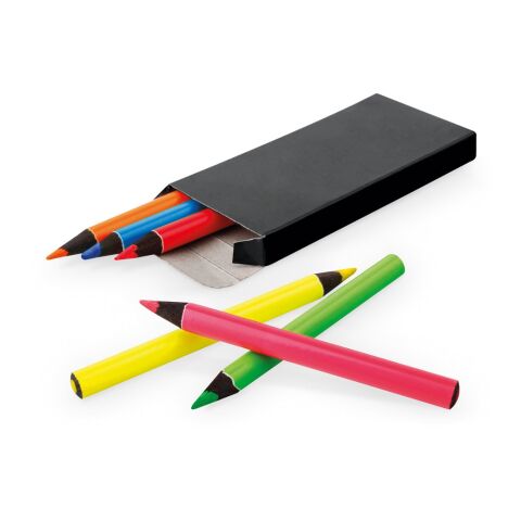 MEMLING. Bleistiftbox mit 6 Buntstiften schwarz | ohne Werbeanbringung | Nicht verfügbar | Nicht verfügbar | Nicht verfügbar
