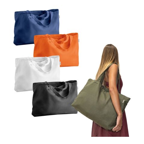 CAMDEN. Tragetasche aus Baumwolle (50%), recycelter Baumwolle (30%) und polyester (20% rPET) (280 g/m²) Dunkelgrün | ohne Werbeanbringung