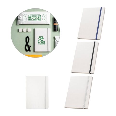 MILKY. A5-Notizblock aus recycelten Milchkartons mit linierten Seiten Schwarz | ohne Werbeanbringung