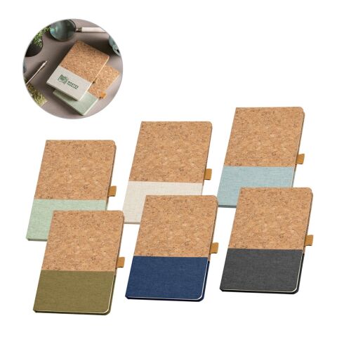 KLEE. A5 Notizbuch aus Kork und Leinen mit linierten Blättern Blau | ohne Werbeanbringung