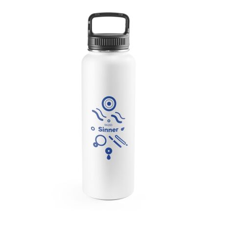 SINNER. Flasche aus 90% recyceltem Edelstahl mit einem großen Fassungsvermögen von bis zu 1200 ml Weiß