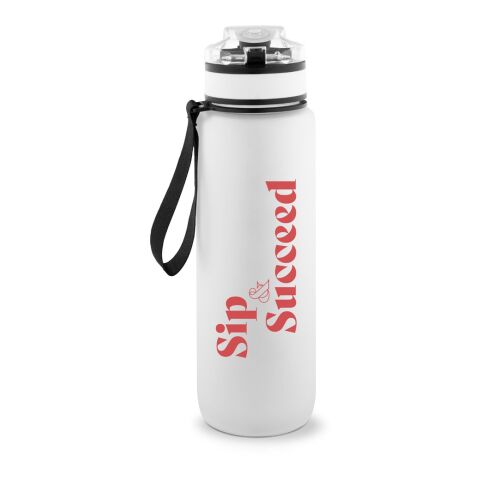 ERIKSSON. Flasche aus recyceltem PET (100 % rPET) mit motivierenden Sprüchen und Zeitmarkierungen, die zum Wassertrinken anregen Grün
