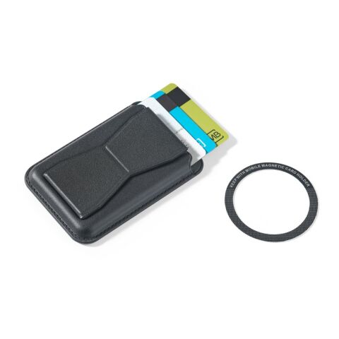 CONNOR. Magnetischer Kartenhalter aus PU-Leder, lässt sich einfach an der Rückseite Ihres Mobiltelefons befestigen und verfügt über RFID-Blockierung schwarz