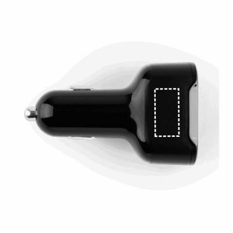 DIRAC. KFZ-Ladegerät mit USB-A Anschluss 18W und USB-C 20W in recyceltes ABS (100 % rABS) schwarz | ohne Werbeanbringung | Nicht verfügbar | Nicht verfügbar | Nicht verfügbar