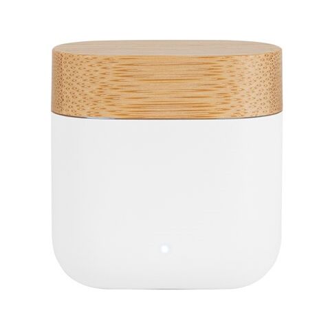 COBAIN. Kabellose Kopfhörer mit 5 Stunden Betriebsdauer aus recyceltem ABS (100 % rABS) und Bambus Weiß | ohne Werbeanbringung