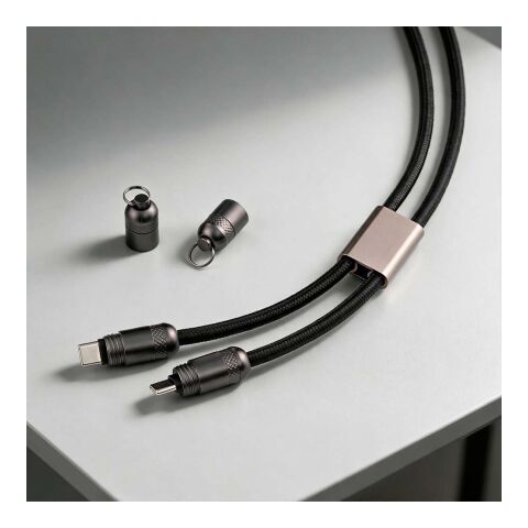 Marconi 2-in-1 Kabel &amp; Handykette, recy. PET, USB-C auf USB-C, 60 W Schwarz