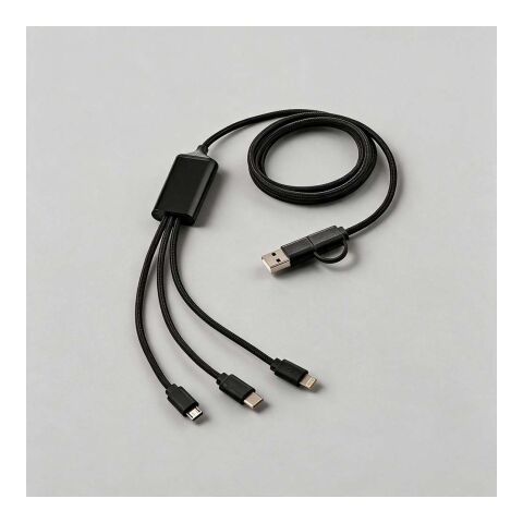 Turing 5-in-1 Ladekabel aus recy. PVC, 1,2m, 10W Schwarz