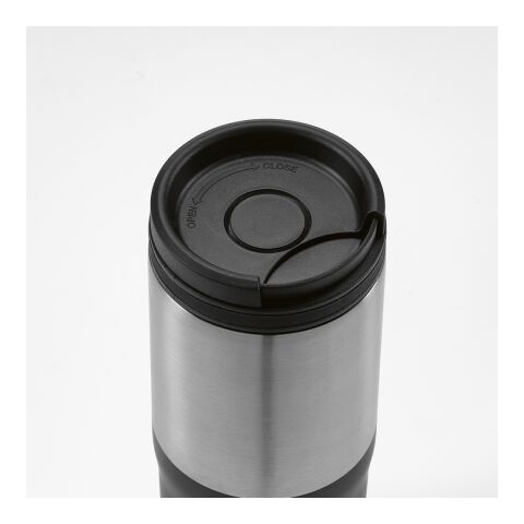 Orange Reisebecher recy.Edelstahl, 600 ml. Dreifachwandig Schwarz | ohne Werbeanbringung | Nicht verfügbar | Nicht verfügbar | Nicht verfügbar