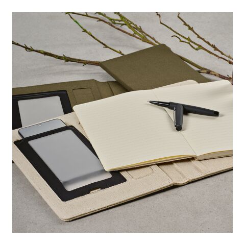 Eliot A4-Mappe aus recyc.Baumwolle. Notizblock mit 64-seitigem FSC Natur | ohne Werbeanbringung | Nicht verfügbar | Nicht verfügbar | Nicht verfügbar