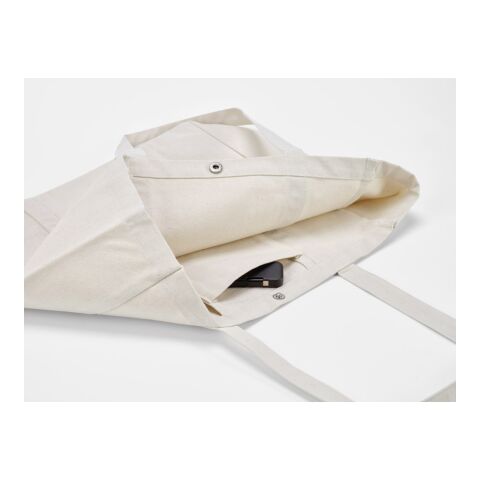 Damavand Einkaufstasche aus recy. Baumwolle, 360g/m², mit Druckknopfverschluss Beige