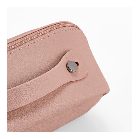 Macao 3,5L Kulturtasche aus recy.Leder. Mit Zipper und Tragegriff Rosa
