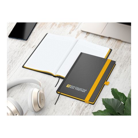 Notizbuch Hardcover Color-Book Ausstattung farbig Gelb | DIN A5 | ohne Werbeanbringung | Winkelkaro | Siebdruck-Digital inkl.