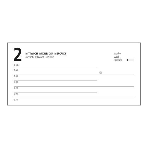 Tageskalender Advance Mo.–So. je 1 Seite Kunstleder-Hardcover Dunkelblau | DIN A5 | ohne Werbeanbringung | Kupferprägung inkl.