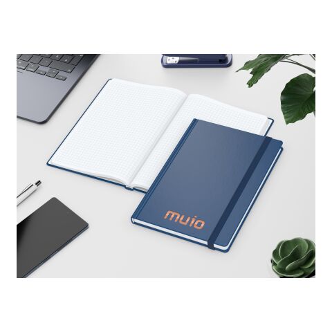 Notizbuch Hardcover Easy-Book Vollkaro Gummiband schmal A5 Dunkelblau | DIN A5 | ohne Werbeanbringung | Kupferprägung inkl.