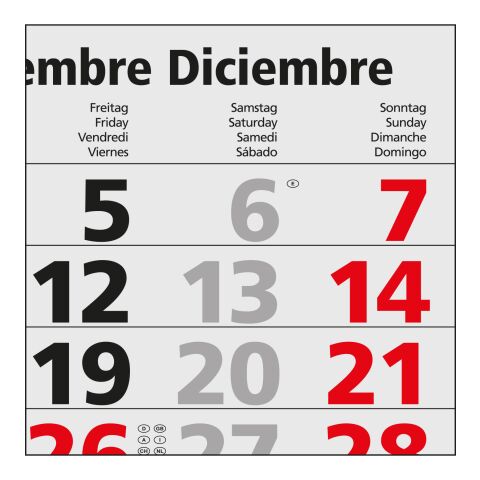 3-Monatskalender Mehrblock Medium Light 3 Werbung am Kopf Hellgrau | 330 × 695 mm | ohne Werbeanbringung