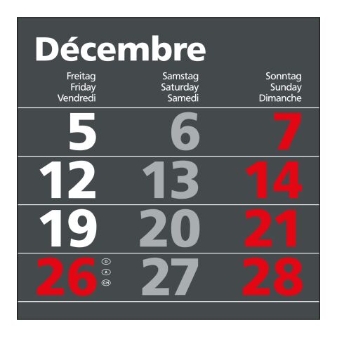 3-Monatskalender Einblatt Solid 3 Schrift klassisch Anthrazit | 300 × 490 mm | ohne Werbeanbringung