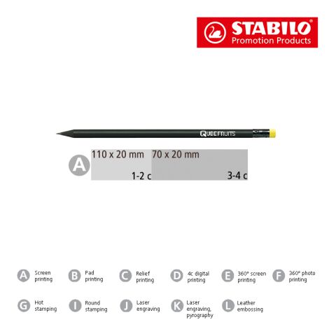 STABILO Grafitstift schwarz mit Radiergummi schwarz | ohne Werbeanbringung | Nicht verfügbar | Nicht verfügbar