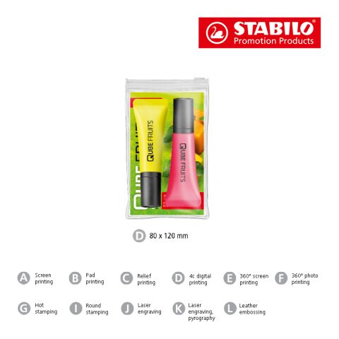 STABILO NEON 2er Zip-Etui Leuchtmarkierer ohne Werbeanbringung