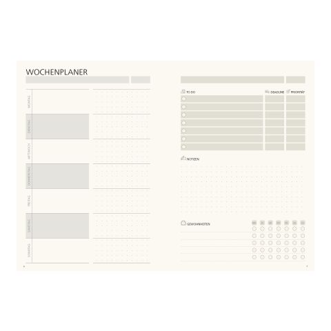 Notizbuch Hardcover orgaLine Mainbook Wochenplaner To-dos Prioritäten Ideen Petrol | DIN A5 | ohne Werbeanbringung | Cremefarben