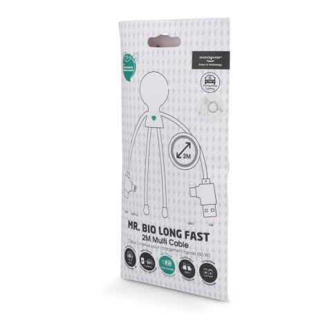 2092 - Xoopar Herr Bio Lang 60W PD Multi-Ladekabel 2 Meter Weiss | ohne Werbeanbringung | Nicht verfügbar | Nicht verfügbar