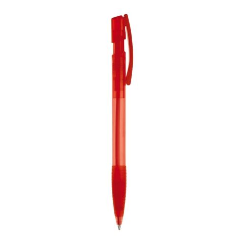 Kugelschreiber Nash Transparent mit Gummigriff Rot Weiß-Rot Weiß