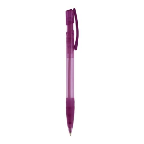 Kugelschreiber Nash Transparent mit Gummigriff Transparent Violett-Transparent Violett | 1-farbiger Tampondruck | Clip | 30 mm x 5 mm | Nicht verfügbar