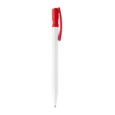Kugelschreiber Nash Hardcolour Weiss-Rot Weiß | 1-farbiger Siebdruck | 90° vom Clip | 45 mm x 25 mm | Nicht verfügbar
