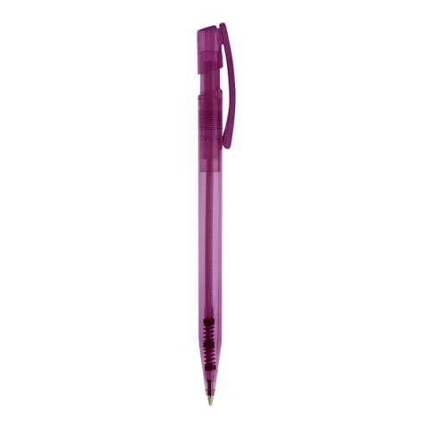 Kugelschreiber Nash Transparent Transparent Violett-Transparent Violett | 1-farbiger Siebdruck | in Verlängerung vom Clip | 45 mm x 25 mm | Nicht verfügbar