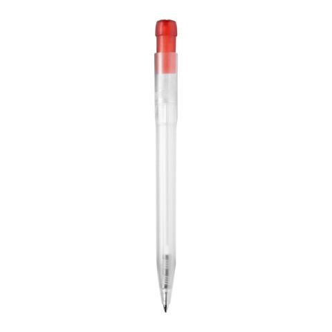 Kugelschreiber Ingeo TM Pen Clear Transparent Rot Weiß | 1-farbiger Siebdruck | in Verlängerung vom Clip | 45 mm x 25 mm | Nicht verfügbar