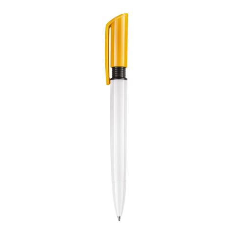 Kugelschreiber S40 Colour hardcolour Weiss-Gelb | 1-farbiger Tampondruck | Clip | 25 mm x 5 mm | Nicht verfügbar