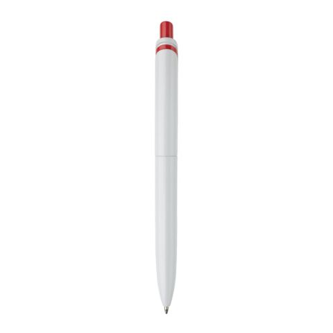 Kugelschreiber Modell Click Shadow - Hergestellt in Deutschland Weiss-Rot Weiß | 1-farbiger Tampondruck | Clip | 25 mm x 5 mm | Nicht verfügbar