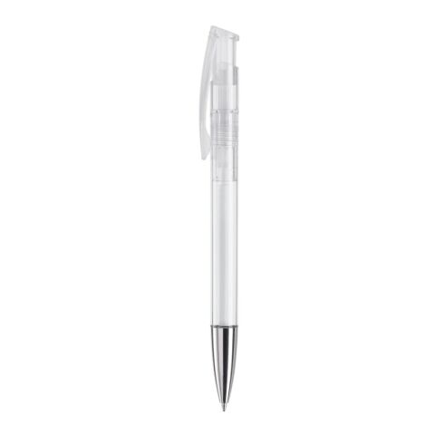 Kugelschreiber Avalon Transparent mit Metallspitze Weiss-Weiss