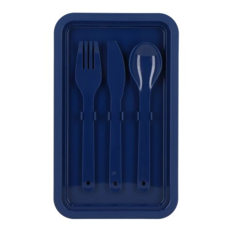 Doppelte Lunchbox mit Besteck Dunkelblau | ohne Werbeanbringung | Nicht verfügbar | Nicht verfügbar