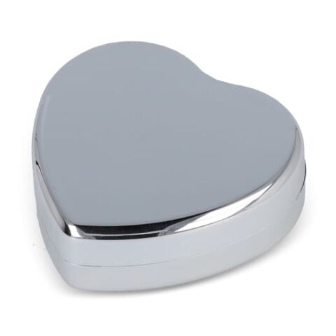 Lippenbalsam in Flacher metallischer Herzformdose Silber | ohne Werbeanbringung | Nicht verfügbar | Nicht verfügbar