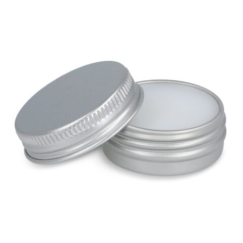 Runde Lippenbalsam-Dose aus recyceltem Aluminium Silber