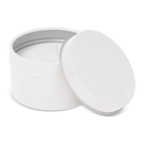 Kirtan-Duftkerze auf Pflanzenbasis in großer recycelter Dose Weiss | ohne Werbeanbringung | Nicht verfügbar | Nicht verfügbar