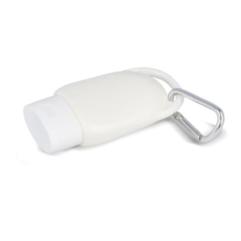 Sonnenschutzlotion mit Karabiner SPF30 aus recyceltem Material Weiss