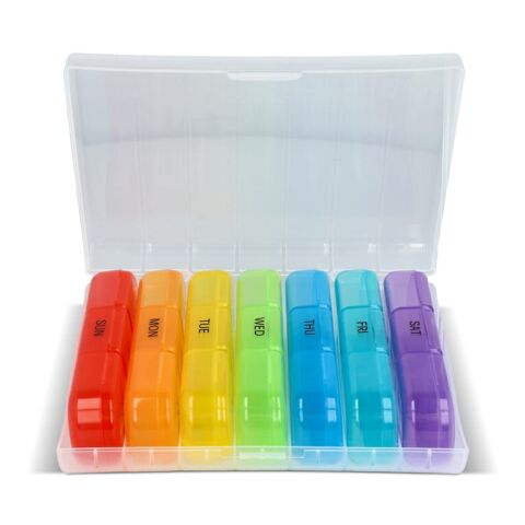 7-Tage-Pillendose Joseph Neon Sortiment | 1-farbiger Tampondruck | Oberseite | 65 mm x 60 mm