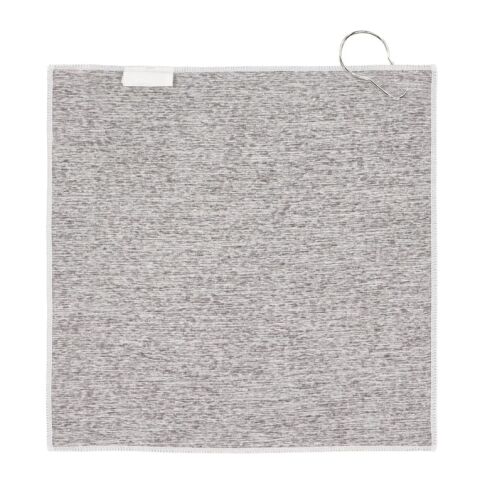 Schnelltrocknendes Golfhandtuch mit Haken R-PET 30x30cm Sublimation Weiss-Grau | ohne Werbeanbringung | Nicht verfügbar | Nicht verfügbar