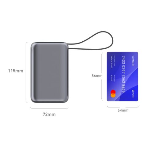 Nova Laptop 65W Powerbank mit integriertem USB-C-Kabel 30000 mAh Dunkelgrau | Digitaldruck | Oberseite | 45 mm x 85 mm