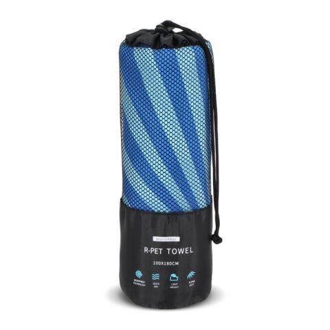 R-PET-Schnelltrocknungs-Strandtuch 100 × 180 cm, Sublimationsdruck Blau Weiss | ohne Werbeanbringung | Nicht verfügbar | Nicht verfügbar