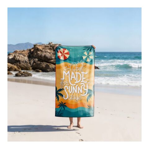 R-PET-Schnelltrocknungs-Strandtuch 100 × 180 cm, Sublimationsdruck Rot Weiß | ohne Werbeanbringung | Nicht verfügbar | Nicht verfügbar