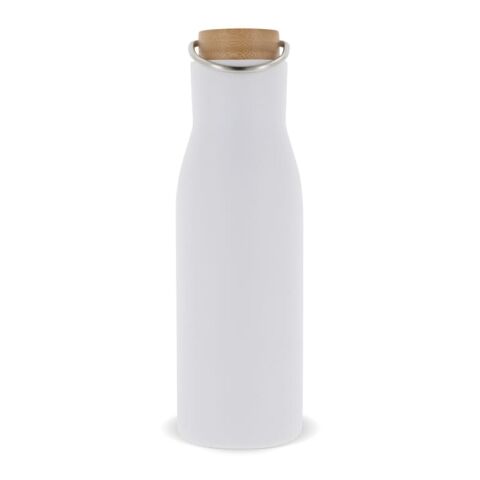 Isolier-Flasche mit Bambusdeckel, 500ml Weiss