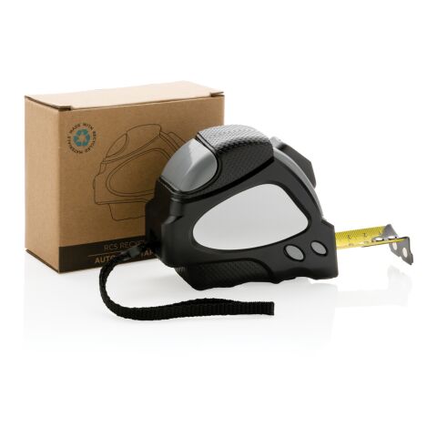 Auto-Stop-Maßband aus recyceltem Kunststoff, 8m/25mm schwarz | ohne Werbeanbringung | Nicht verfügbar | Nicht verfügbar