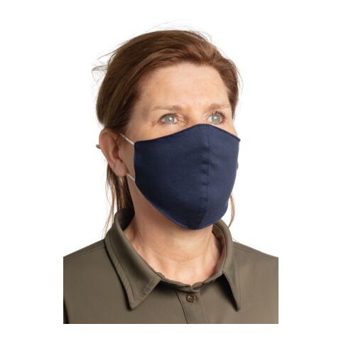 Wiederverwendbare 2-lagige Baumwoll-Gesichtsmaske marineblau | ohne Werbeanbringung | Nicht verfügbar | Nicht verfügbar