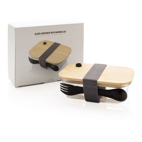 Lunch-Box aus Glas mit Bambusdeckel weiß | ohne Werbeanbringung | Nicht verfügbar | Nicht verfügbar