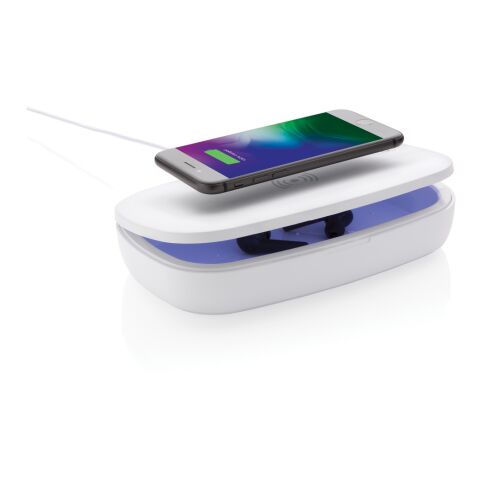 UV-C Sterilisations-Box mit 5W Wireless Charger weiß | ohne Werbeanbringung | Nicht verfügbar | Nicht verfügbar