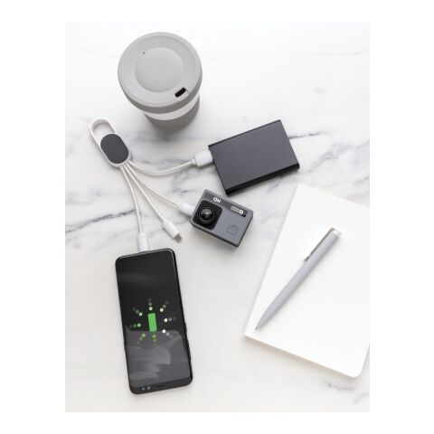 4-in-1 Kabel mit Karabiner-Clip weiß | ohne Werbeanbringung | Nicht verfügbar | Nicht verfügbar